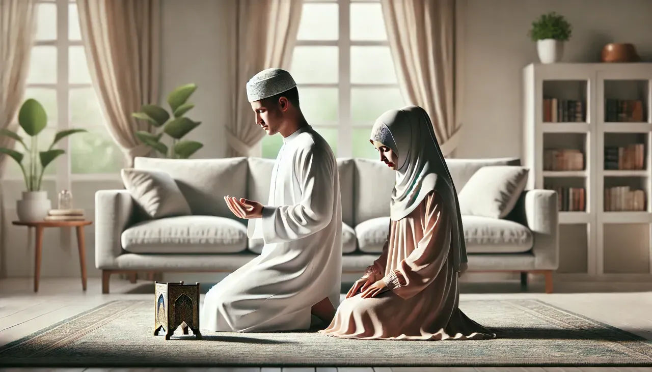 Eşler yan yana namaz kılabilir mi?