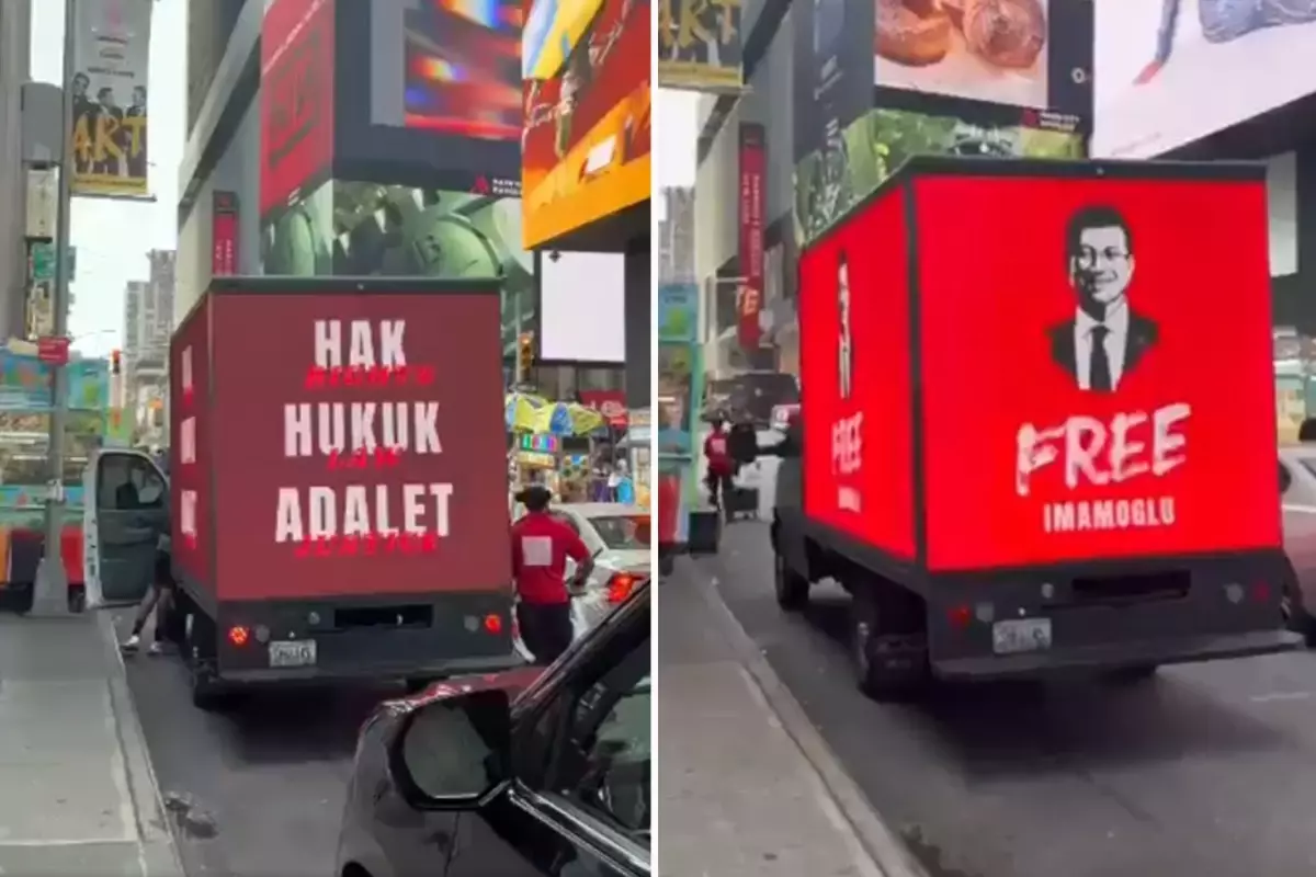 New York sokaklarında “İmamoğlu” kamyonu New York sokaklarında “İmamoğlu” kamyonu
